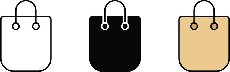 Paper bag icon in lined isolated and colored style. Shopping bag icon. Vector illustration