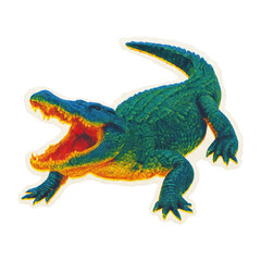 Fototapeta premium PNG Colorful roaring crocodile illustration.