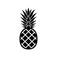 Obraz premium A black and white graphic illustration of a pineapple with a geometric pattern and spiky leaves