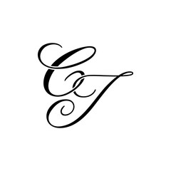 Elegant CJ Monogram Logo in Black Script – Luxury Calligraphy Initial Design on White Background
