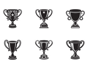 Elegant Black and White Vintage Trophy Illustration A Star-Shaped Award Design	
