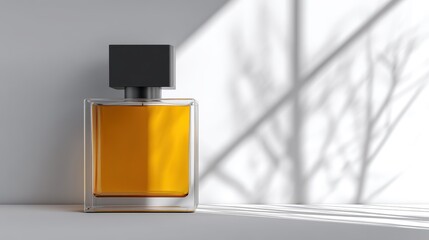 Elegant perfume bottle on white, subtle and sophisticated fragrance