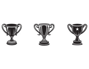 Elegant Black and White Two-Handled Trophy Illustration	
