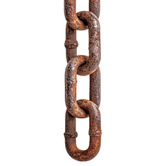 Obraz premium Rusty chain links isolated on black background showing corrosion and age