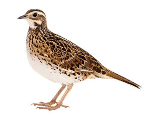 Fototapeta premium A striking brown and white patterned bird captured in a detailed side view, highlighting its natural beauty.
