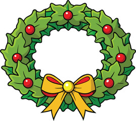 Gold Accented Christmas Wreath Design.