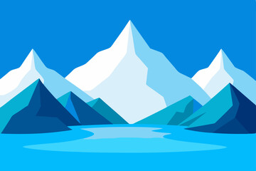 Majestic Mountain Peaks and Serene Lake A Stunning Nature Illustration