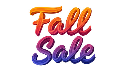 Obraz premium Vibrant brushstroke lettering spells out 'Fall Sale' in gradient colors against a stark black background, ideal for seasonal promotional material.
