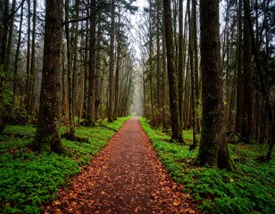 Obraz premium Forest path in autumn light