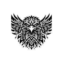 Obraz premium Tribal eagle head outline in black