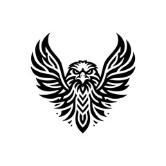 Obraz premium Tribal eagle head outline in black