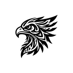 Obraz premium Tribal eagle head outline in black