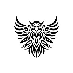 Obraz premium Tribal eagle head outline in black