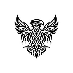 Obraz premium Tribal eagle head outline in black