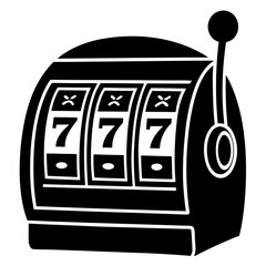 Black slot machine with triple sevens silhouette vector illustration