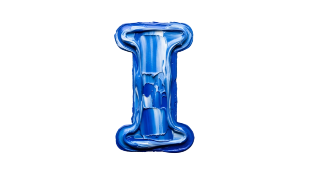 A captivating blue paint stroke forms the letter I, set against a contrasting black background creating a visually striking artistic effect. - Powered by Adobe