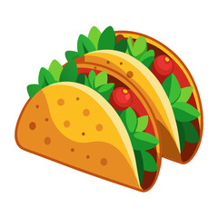 Vibrant and Delicious Mexican Tacos Illustration with Fresh Ingredients on a Clean White Background for Culinary Designs