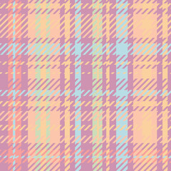 Vector seamless plaid pattern in delicate pastel colors.
Repetitive bright tartan pattern. Design for fabric, wrapping paper, textiles, social media, packaging, postcards, stickers.