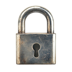 Old metal padlock isolated on black background weathered texture security safety