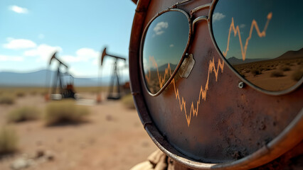 Barrel Graph Reflected in Worker's Sunglasses