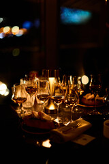 Luxury whiskey glasses in warm lighting