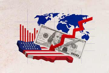 Composite sketch image design trend artwork collage of world economic crisis sanctions business...