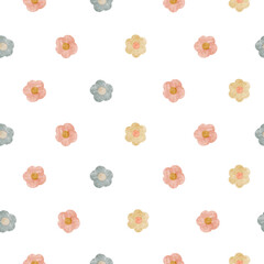 Digital floral background with pastel boho flowers.
 Minimal and childish watercolor style for textile, baby prints.