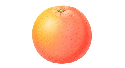 Watercolor Illustration of a Grapefruit on White Background