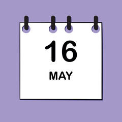 May 16. Daily Calendar icon for design. Simple design for business brochure, flyer, print media, advertisement. Easily editable.
