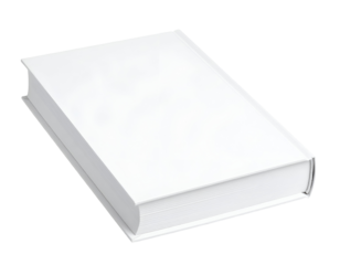 A pristine, blank white hardcover book lies ready for your custom design or profound knowledge