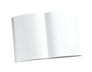 An open, pristine book with blank pages offers a clean canvas for your creative designs and textual content.
