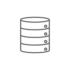 Line style icon of a database server stack, representing data storage, big data, server systems, and information management