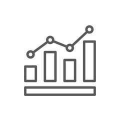 Line style icon of a combined bar and line chart, representing comprehensive data analysis, business growth, and financial trends