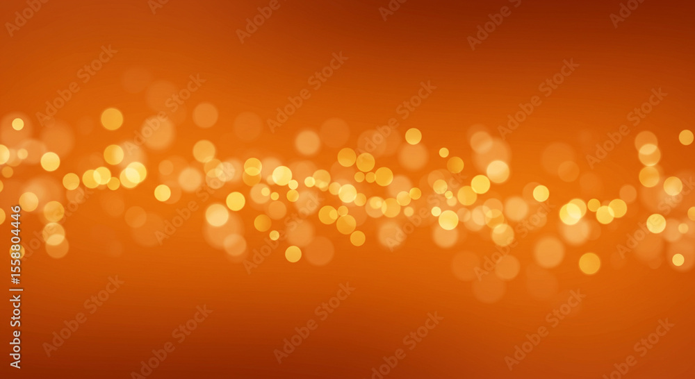 Poster abstract bokeh background with orange color and glowing circles of light