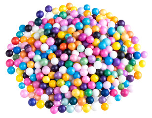 Obraz premium A delightful heap of shimmering, multi-hued candy spheres creates a vibrant and sweet confectionery spectacle.
