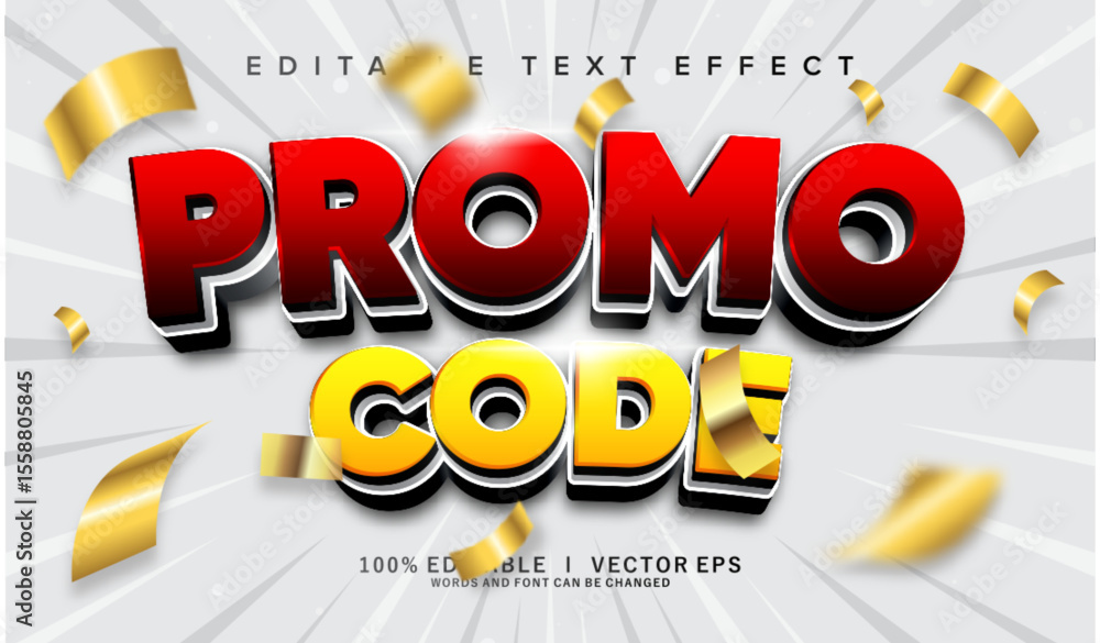 Aufkleber promo code vector text effect with modern style design