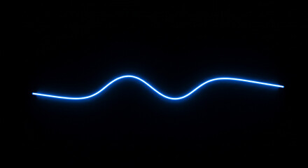 Abstract neon wave line in blue color isolated on black background