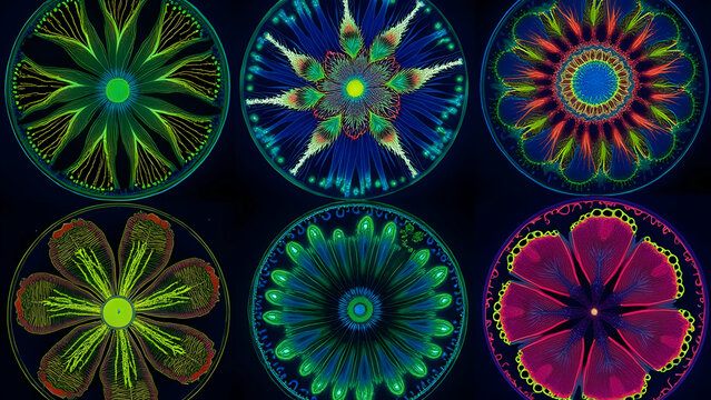 Laboratory Slides of Plant DNA in Glowing Colors