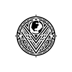 Tribal earth symbol with geometric lines
