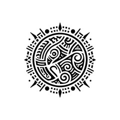 Fototapeta premium Tribal earth symbol with geometric lines