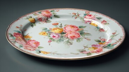 Antique floral platter vintage serving plate with roses and gold trim collectible home decor gift idea