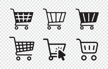 Set of Minimalist Shopping Trolley Icons