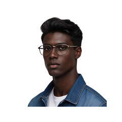 Stylish Young Man with Trendy Metal Frame Eyeglasses