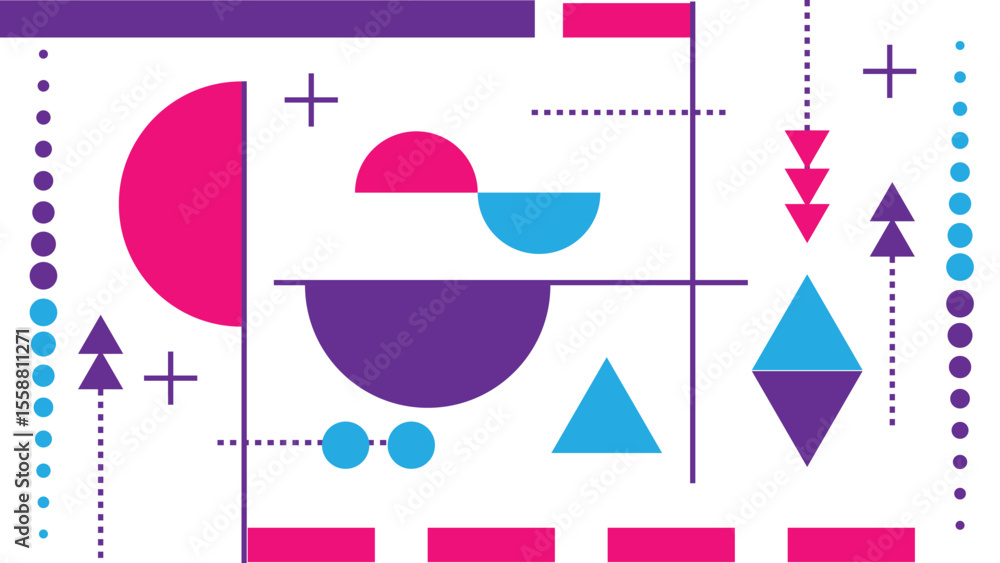Fototapete minimalist modern colorful abstract geometric figures background. graphic design elements and resour
