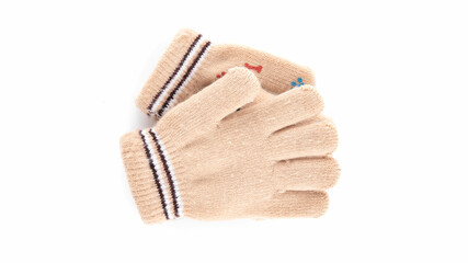 Warm knit gloves with stripes for cold weather