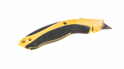 Black and yellow utility knife for cutting
