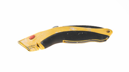 Yellow and black utility knife on white