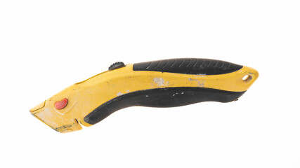 Yellow and black utility knife on white