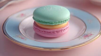 Pastel macarons dessert photography on plate delicious sweet treat french confectionery bakery shop image
