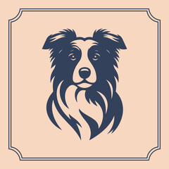 Border Collie Dog Silhouette logo style illustration